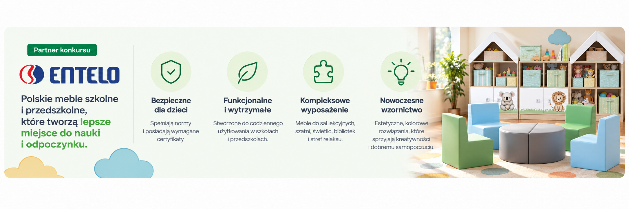Entelo - partner konkursu i producent mebli szkolnych i przedszkolnych