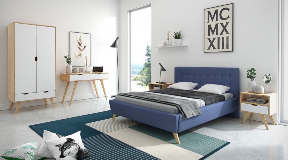 Nowoczesna sypialnia z meblami w stylu skandynawskim