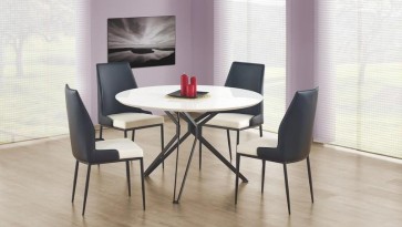 4 - osobowy zestaw mebli z okrągłym stołem i krzesłami tapicerowanymi skórą ekologiczną