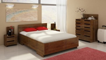 Meble do sypialni z litego drewna bukowego w odcieniu ciemny orzech