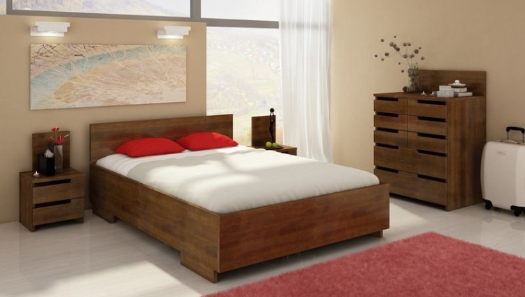 Meble do sypialni z litego drewna bukowego w odcieniu ciemny orzech