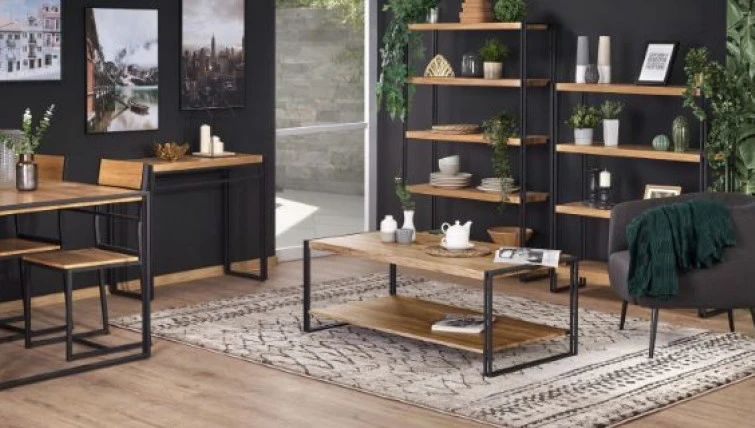 Nowoczesne meble do salonu i jadalni w stylu industrialnym