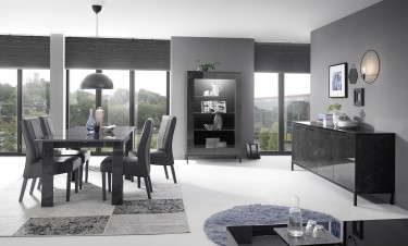 Marmurowe meble do salonu z połyskiem w kolorze czarnym