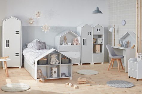 Konsimo - kolorowe meble do pokoju dziecięcego w kształcie domku Mirum