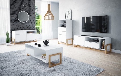 Wipmeb - białe meble do salonu w stylu skandynawskim Oslo
