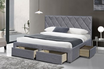 Łóżko z szufladami i tapicerowanym zagłówkiem Betina