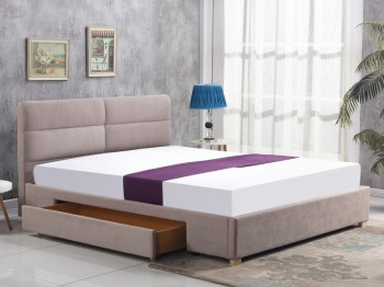 Łóżko z szufladą i tapicerowanym zagłówkiem Merida