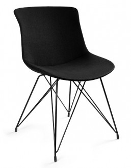 Krzesło do kawiarni tapicerowane tkaniną Easy BR czarne