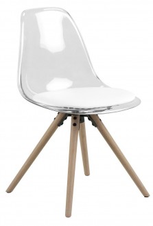 Nowoczesne krzesło transparentne Veldez biały
