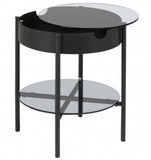 Okrągły stolik pomocniczy z półką i zdejmowanym blatem Tipton S