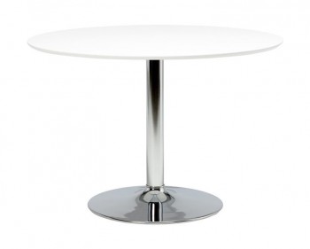 Okrągły stół z białym blatem na chromowanej nodze Varna
