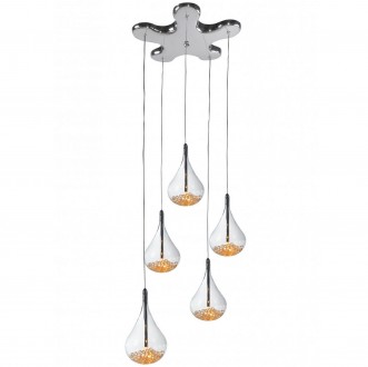 Lampa z pięcioma szklanymi kloszami i ozdobnymi kryształkami Perle