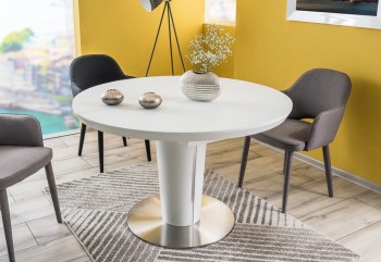 Rozkładany stół na jednej nodze w kolorze białym matowym Orbit