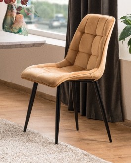 Pikowane krzesło tapicerowane tkaniną aksamitną Chic Velvet Signal