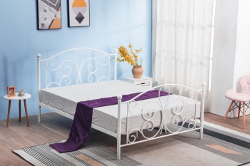 Białe łóżko metalowe z wysokim wezgłowiem Panama 120