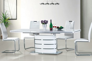 Stół rozkładany w białym połysku Fano 120-180 x 80 cm