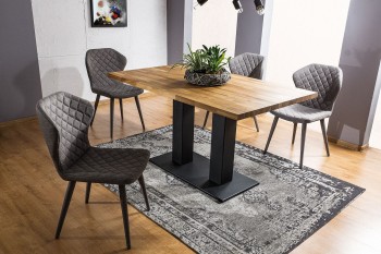 Stół nierozkładany z dębowym blatem Sauron 150x90 w stylu industrialnym