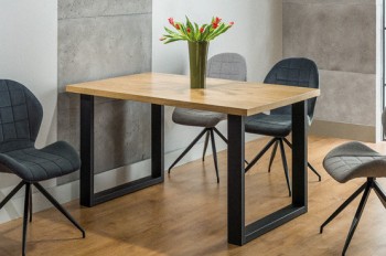 Nierozkładany stół na metalowych płozach Umberto 120x80 cm w stylu industrialnym