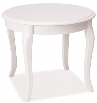 Biały stolik kawowy na stylizowanych nogach Royal D w stylu retro