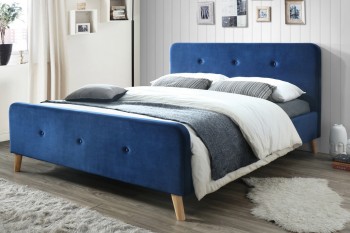 Dwuosobowe łóżko tapicerowane tkaniną aksamitną Malmo Velvet 160x200 cm