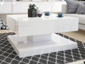 Kwadratowy stolik w wysokim połysku Gemin 80x80 biały