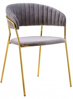 Aksamitne krzesło w stylu glamour na złotym stelażu Margo