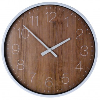 Analogowy zegar ścienny z drewnianym printem Wod