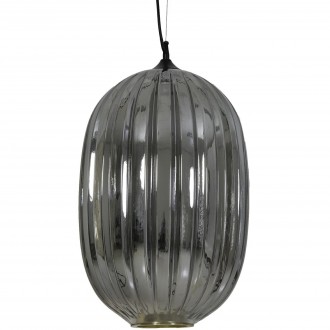 Wisząca lampa salonowa ze szklanym kloszem dymionym Jenny