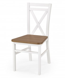 Białe drewniane krzesło z ciemnym siedziskiem Dariusz 2
