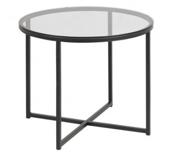 Okrągły stolik kawowy ze szklanym blatem Cross Actona transparentny/czarny