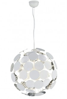 Biała lampa wisząca z designerskimi krążkami Discalgo