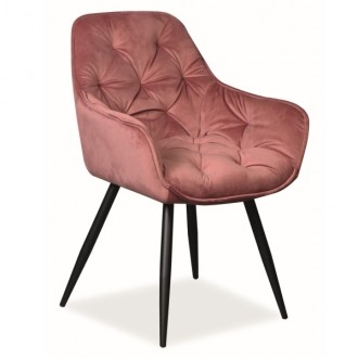 Pikowane krzesło Cherry Velvet tapicerowane aksamitną tkaniną