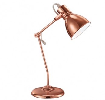 Loftowa lampka biurkowa z metalu w kolorze miedzianym Jasper