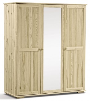 Drewniana szafa trzydrzwiowa z lustrem Modern 150
