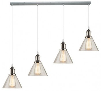 Szeroka lampa wisząca z czterema stożkowymi kloszami New York CL