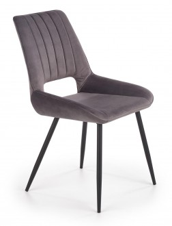 Krzesło z tapicerowanym siedziskiem i oparciem na metalowych nogach K404