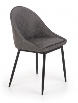 Tapicerowane krzesło z oparciem na metalowych nogach K406