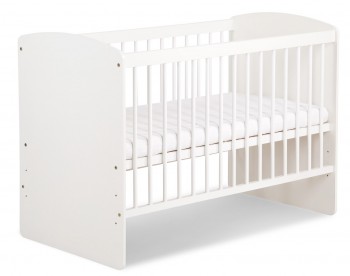 Białe łóżeczko z regulacją wysokości dna Karolina II 120x60