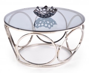 Okrągły stolik kawowy ze szklanym blatem w stylu glamour Venus