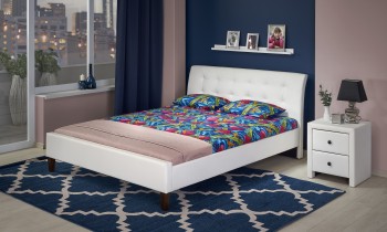 Tapicerowane łóżko z wezgłowiem w kolorze białym Samara 180