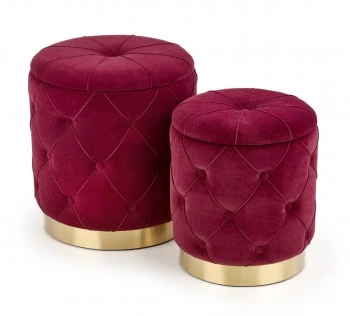 Zestaw 2 puf tapicerowanych tkaniną w stylu glamour Polly