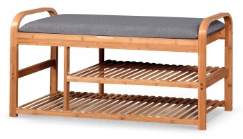 Drewniany stojak na obuwie z półkami i siedziskiem ST13