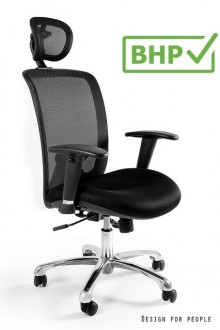 Ergonomiczny fotel biurowy Expander czarny, zgodny z normą BHP