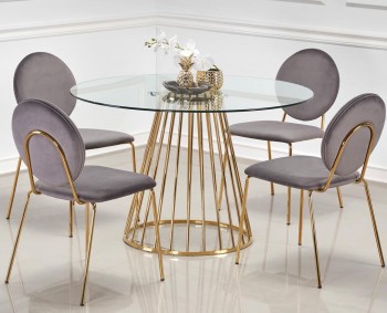 Okrągły stół ze szklanym blatem w stylu glamour Liverpool