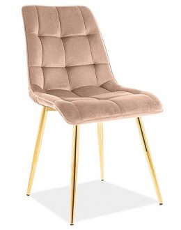 Aksamitne krzesło jadalniane Chic Velvet Signal na złotej podstawie