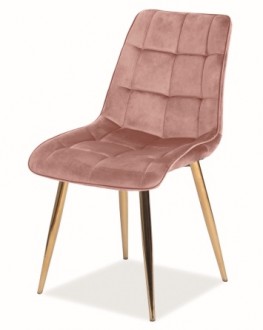 Aksamitne krzesło jadalniane Chic Velvet na złotej podstawie