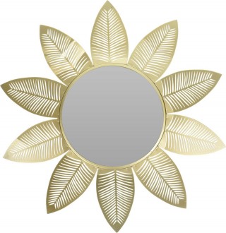 Złote lustro Flora z ramą w motywie liści