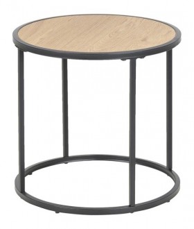 Okrągły stolik do salonu w stylu loft Seaford 45 dąb