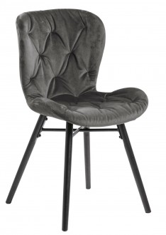Pikowane krzesło z weluru na czarnych nogach Batilda Vic dark grey