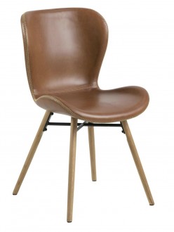 Krzesło z brązowej ekoskóry Batilda Retro brandy